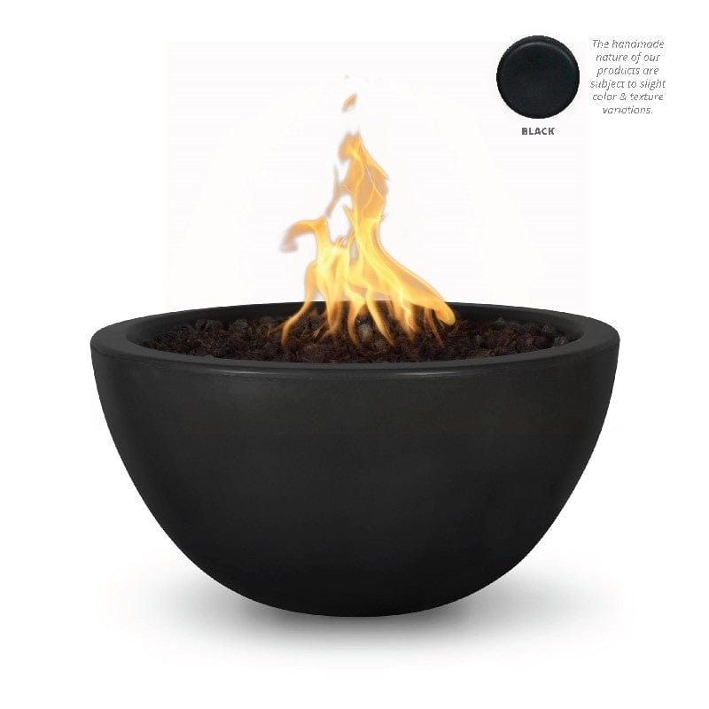 The Outdoor Plus Luna GFRC Fire Bowl Black Finish with White Background