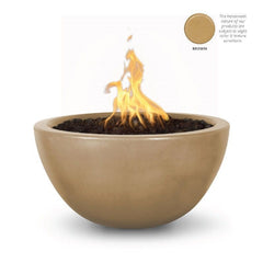 The Outdoor Plus Luna GFRC Fire Bowl Brown Finish with White Background