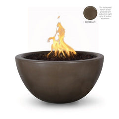 The Outdoor Plus Luna GFRC Fire Bowl Chocolate Finish with White Background