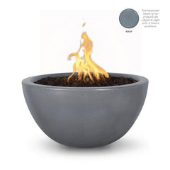 The Outdoor Plus Luna GFRC Fire Bowl Grey Finish with White Background