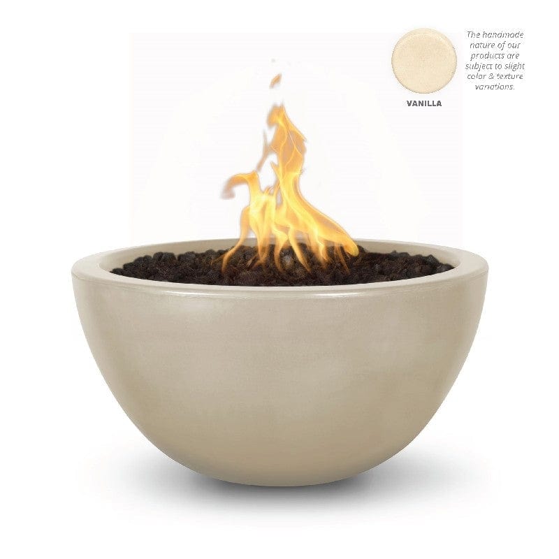 The Outdoor Plus Luna GFRC Fire Bowl Vanilla Finish with White Background