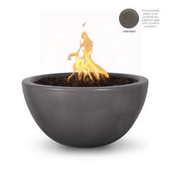 The Outdoor Plus Luna GFRC Fire Bowl Chestnut Finish with White Background