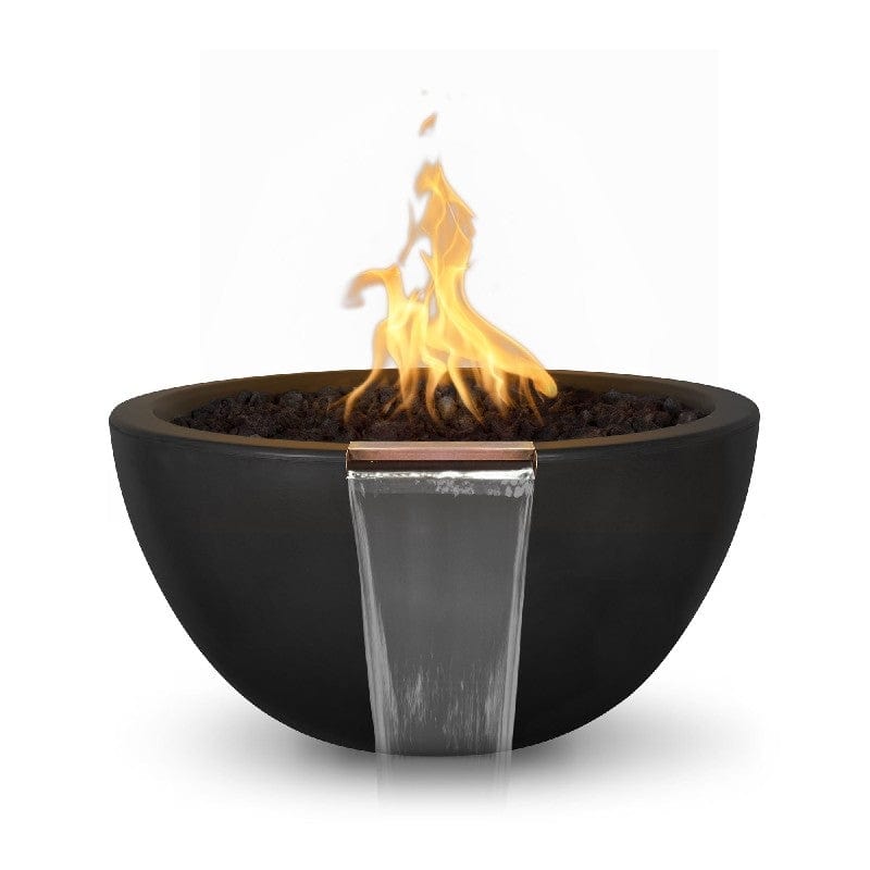 The Outdoor Plus Luna Fire and Water Bowl Black Finish with White Background