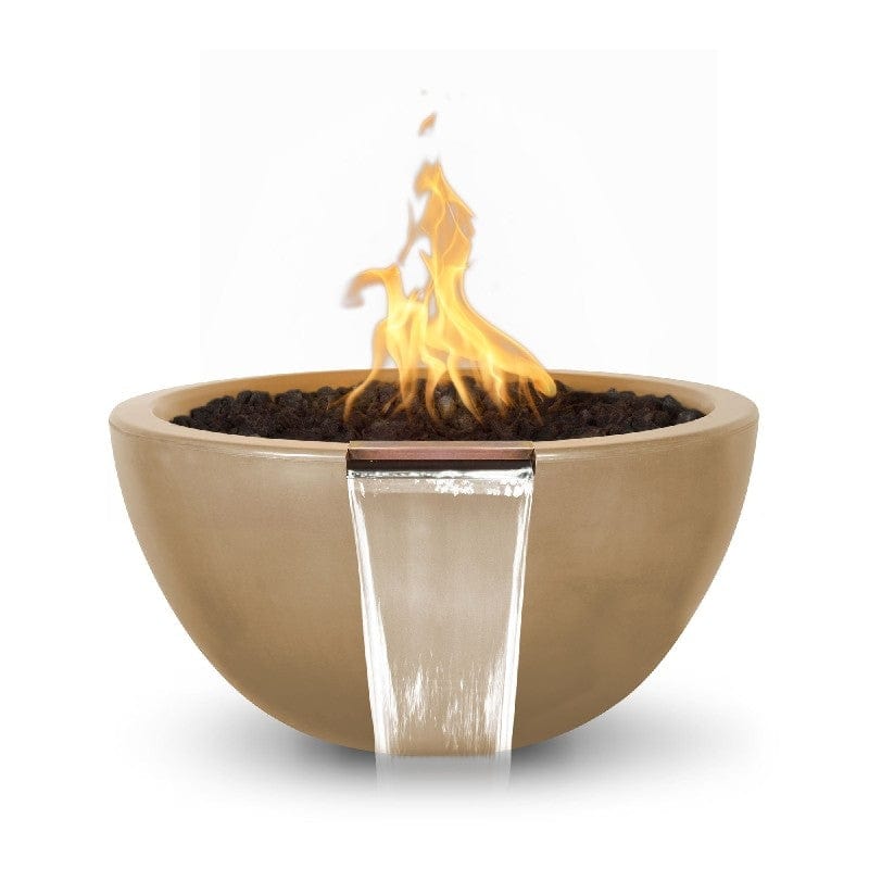 The Outdoor Plus Luna Fire and Water Bowl Brown Finish with White Background