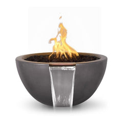 The Outdoor Plus Luna Fire and Water Bowl Grey Finish with White Background