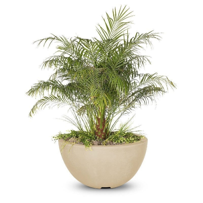 The Outdoor Plus Luna Planter Bowl Vanilla Finish with White Background