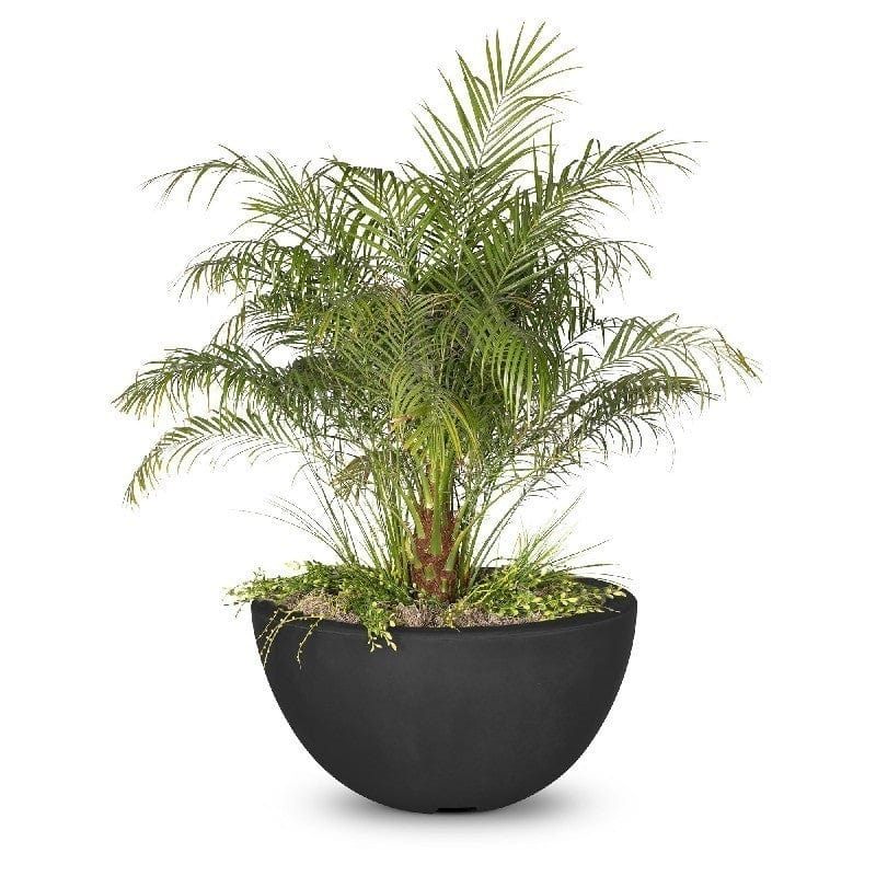 The Outdoor Plus Luna Planter Bowl Black Finish with White Background