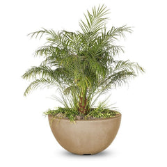 The Outdoor Plus Luna Planter Bowl Brown Finish with White Background