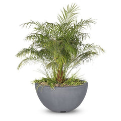 The Outdoor Plus Luna Planter Bowl Grey Finish with White Background