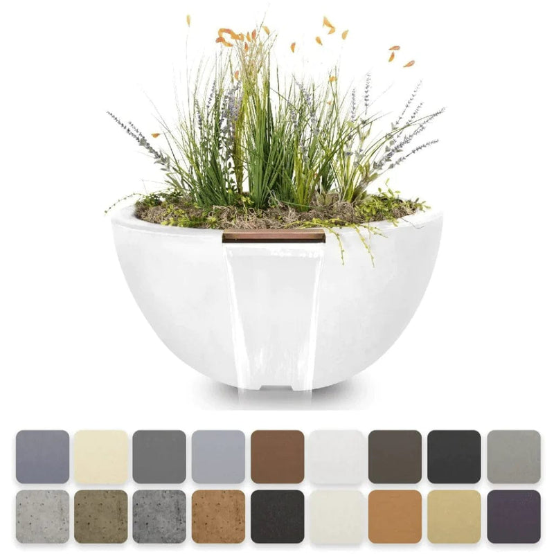The Outdoor Plus Luna Planter and Water Bowl White Finish with Different Finish Color