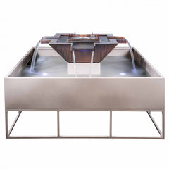 The Outdoor Plus 60" Olympian Square 4-Way Spill Fire and Water Fountain Hammered Copper Finish with White Background