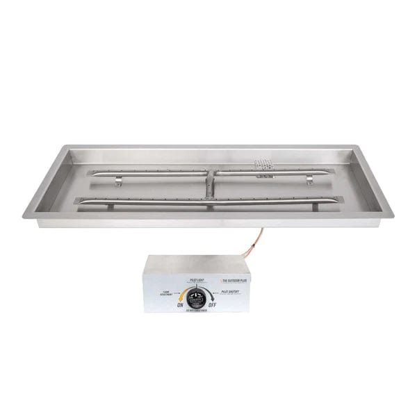 The Outdoor Plus Rectangle Drop-in Pan H-Burner Stainless Steel and Power Control On Off with White Background
