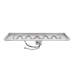 The Outdoor Plus Rectangular Drop-in Pan Switchback Burner Stainless Steel and Power Ignition with White Background