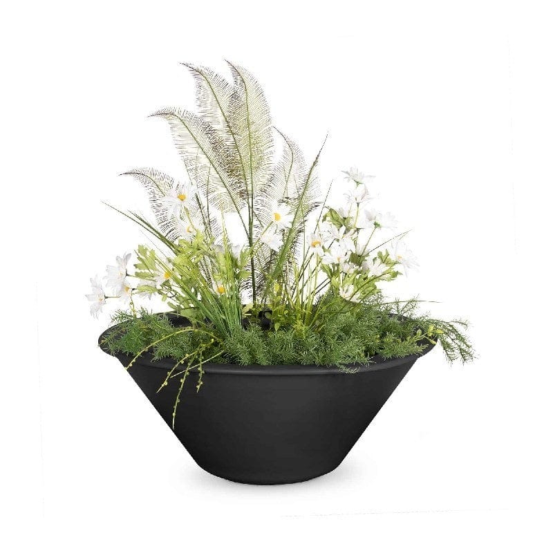 The Outdoor Plus Cazo Powder Coated Planter Bowl Black Finish with White Background