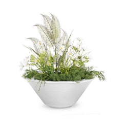 The Outdoor Plus Cazo Powder Coated Planter Bowl White Finish with White Background