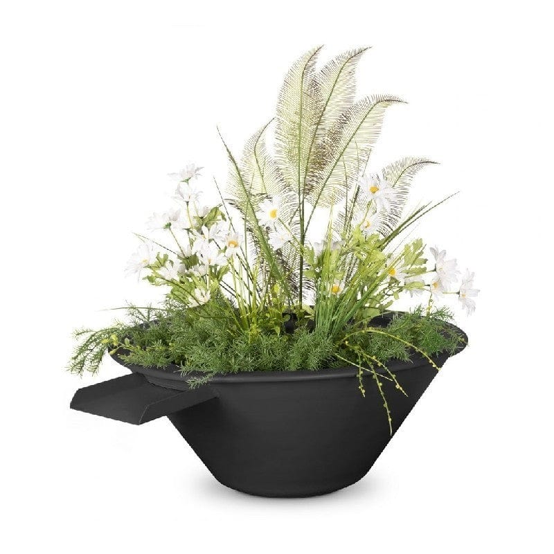 The Outdoor Plus Cazo Powder Coated Planter and Water Bowl Black Finish with White Background