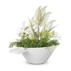 The Outdoor Plus Cazo Powder Coated Planter and Water Bowl White Finish with White Background