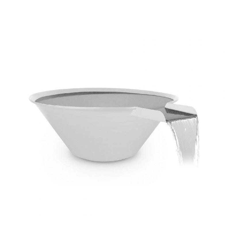 The Outdoor Plus Cazo Powder Coated Water Bowl White Finish with White Background
