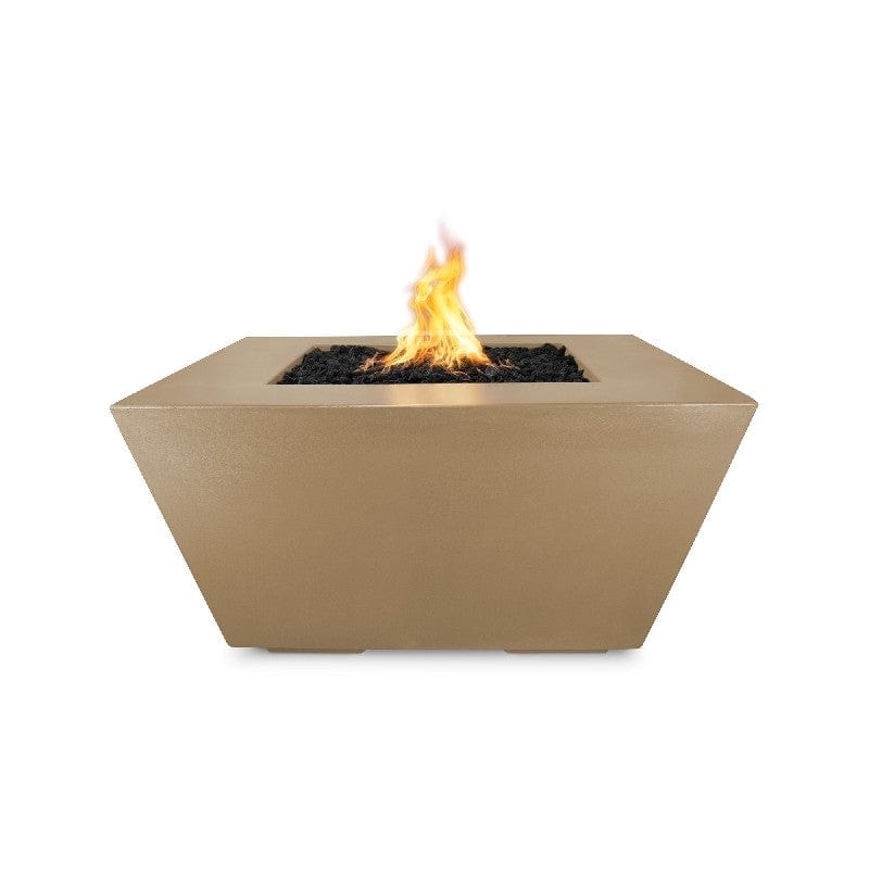 The Outdoor Plus Redan Concrete Fire Pit Brown Finish in White Background