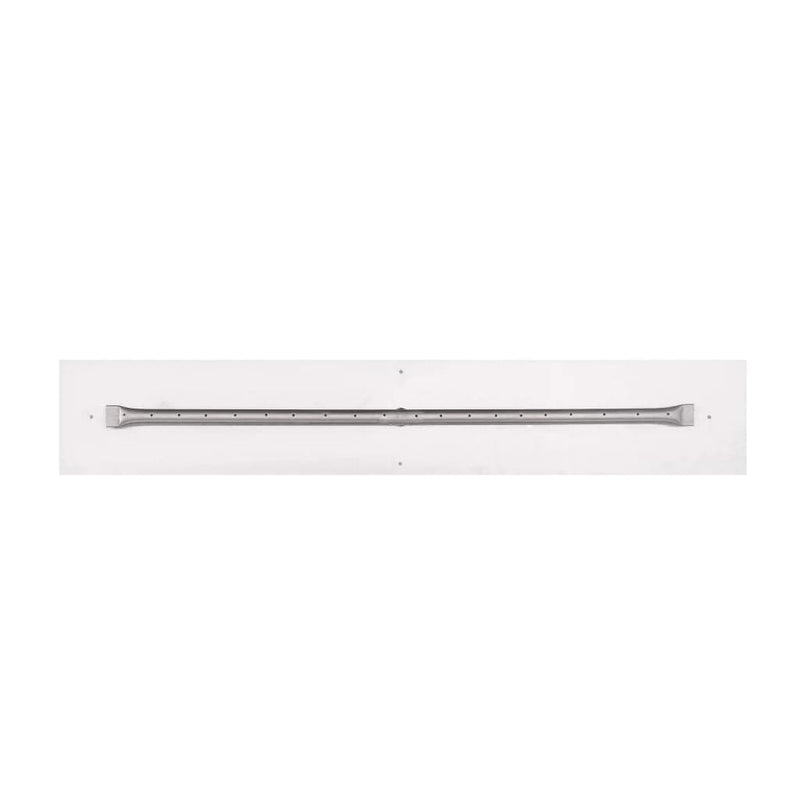 The Outdoor Plus 6-inch Rectangle Flat Pan Linear Stainless Steel Burner with White Background