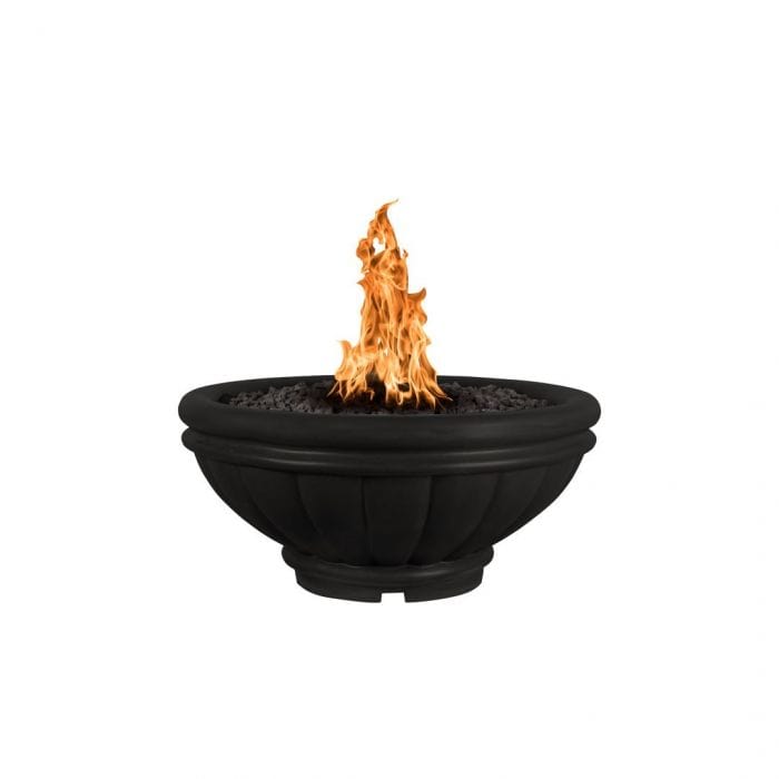 The Outdoor Plus Roma GFRC Fire Bowl Black Finish in White Background