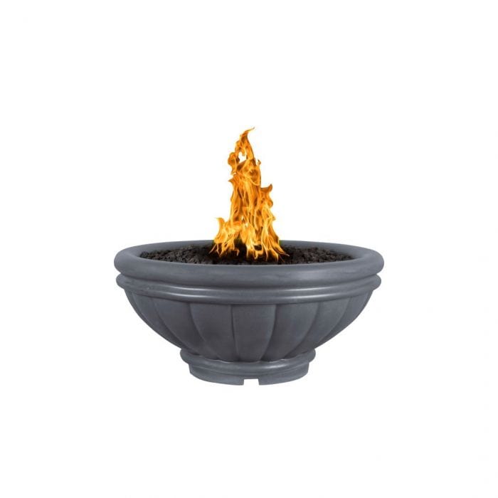 The Outdoor Plus Roma GFRC Fire Bowl Gray Finish in White Background