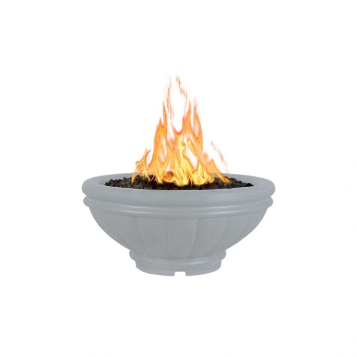 The Outdoor Plus Roma GFRC Fire Bowl Metallic Silver Finish in White Background