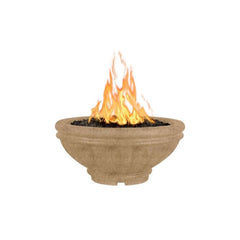 The Outdoor Plus Roma GFRC Fire Bowl Rustic Coffee Finish in White Background