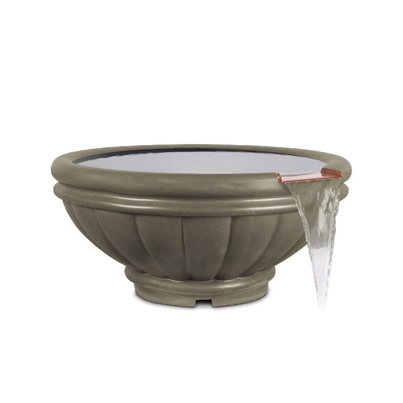 The Outdoor Plus Roma GFRC Concrete Water Bowl Ash Finish in White Background