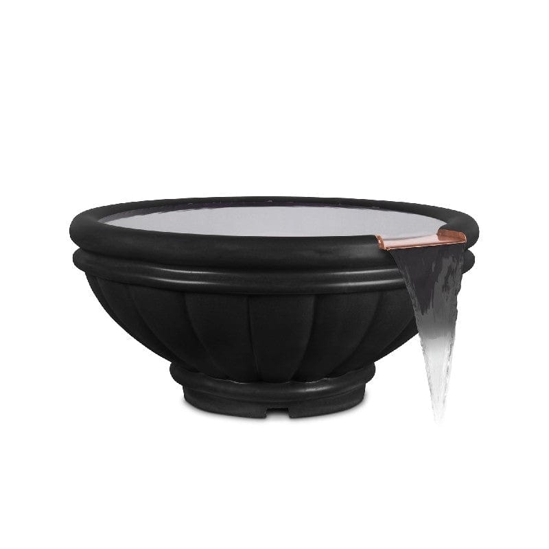 The Outdoor Plus Roma GFRC Concrete Water Bowl Black Finish in White Background