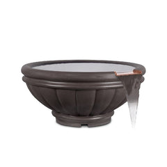 The Outdoor Plus Roma GFRC Concrete Water Bowl Chestnut Finish in White Background