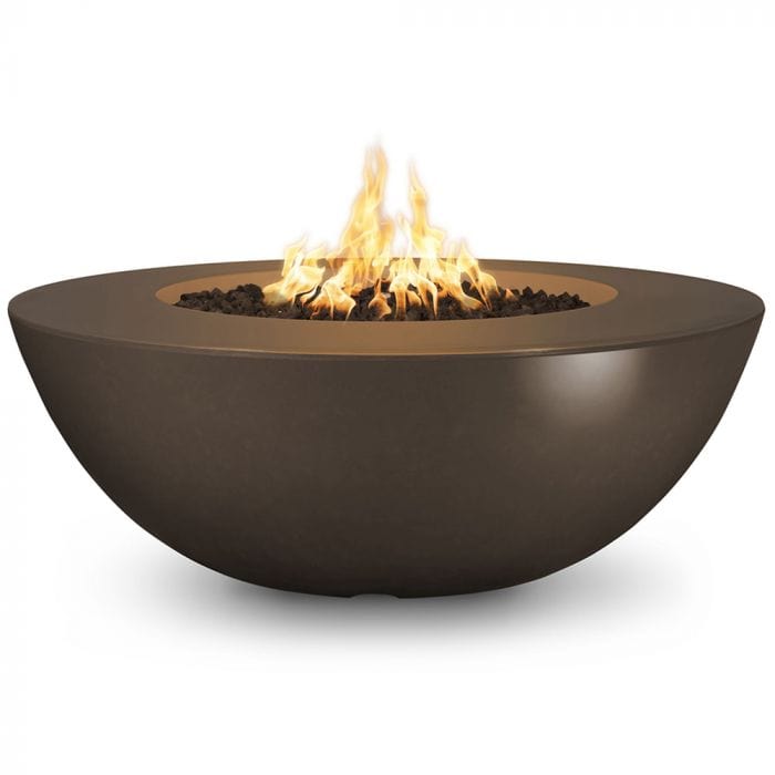 The Outdoor Plus Sedona Concrete Narrow Ledge Fire Pit in Chocolate Finish