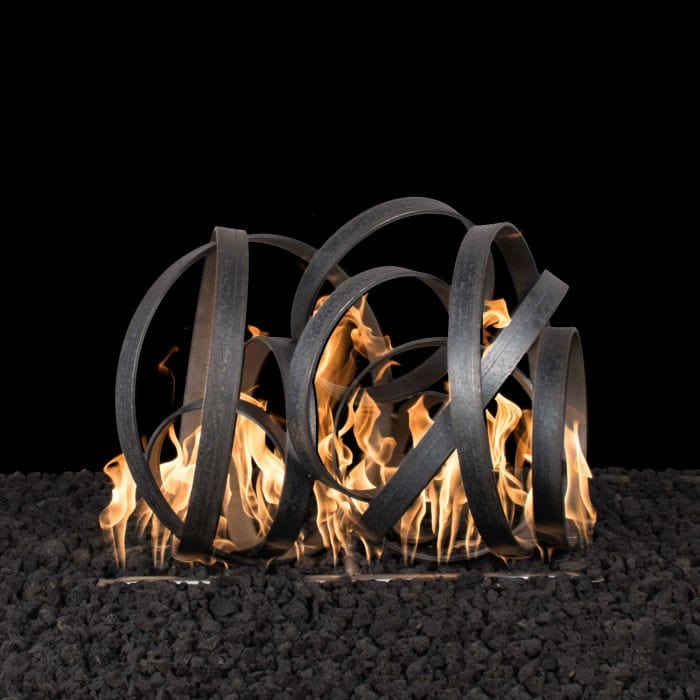 The Outdoor Plus Mild Steel Hoops with Yellow Flames and Stones in Dark Background