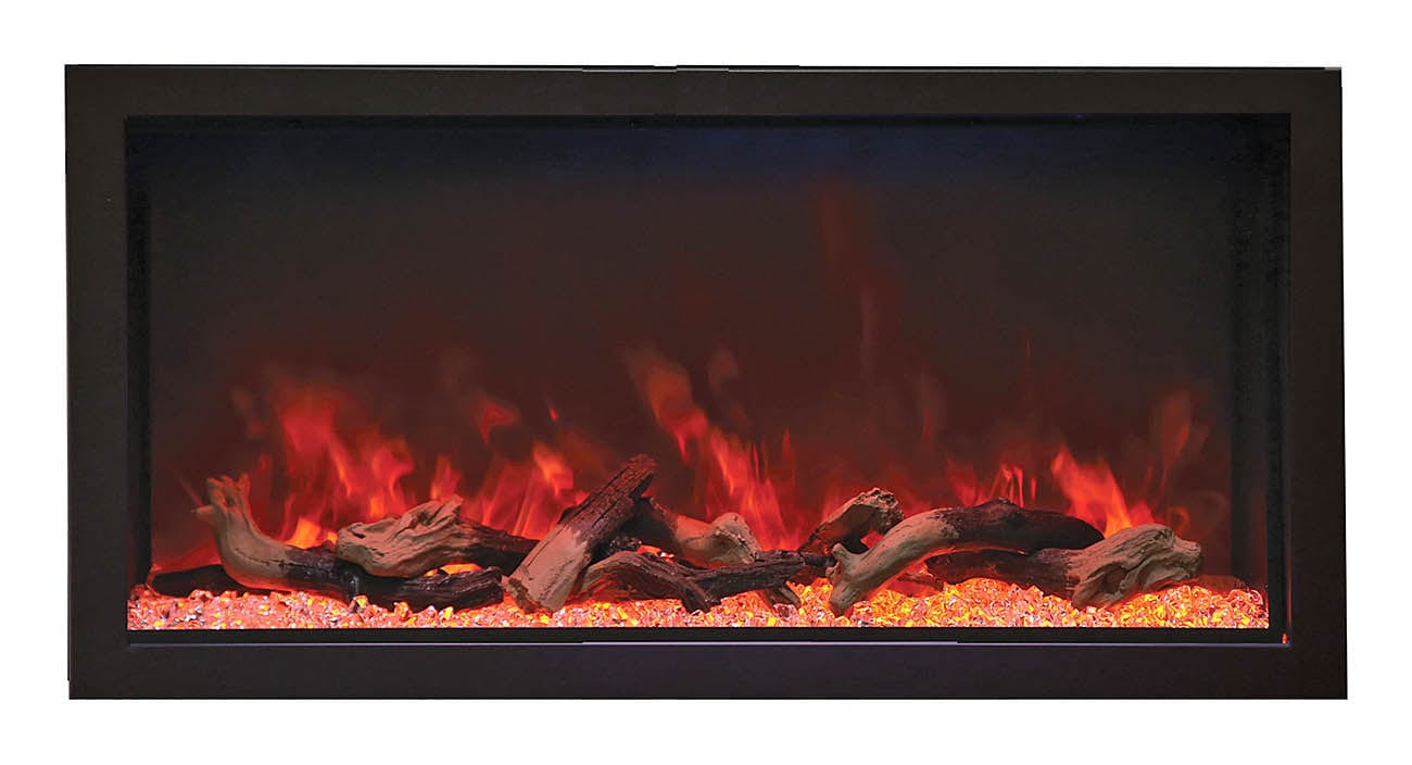 Remii Tall Built-In Electric Fireplace Indoor/ Outdoor with Black Steel Surround