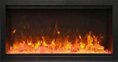 Amantii Symmetry Extra Tall Built-In Electric Fireplace with Black Steel Surround and Decorative Media