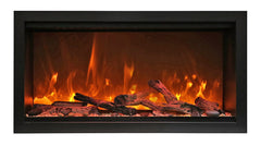 Amantii Symmetry Extra Tall Built-In Electric Fireplace with Black Steel Surround and Decorative Media