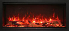 Amantii Symmetry Extra Tall Built-In Electric Fireplace with Black Steel Surround and Decorative Media