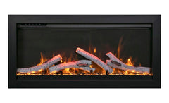 Amantii Symmetry Built-In Electric Fireplace with Logs and Black Steel Surround