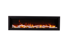 Amantii Symmetry Built-In Electric Fireplace with Logs and Black Steel Surround