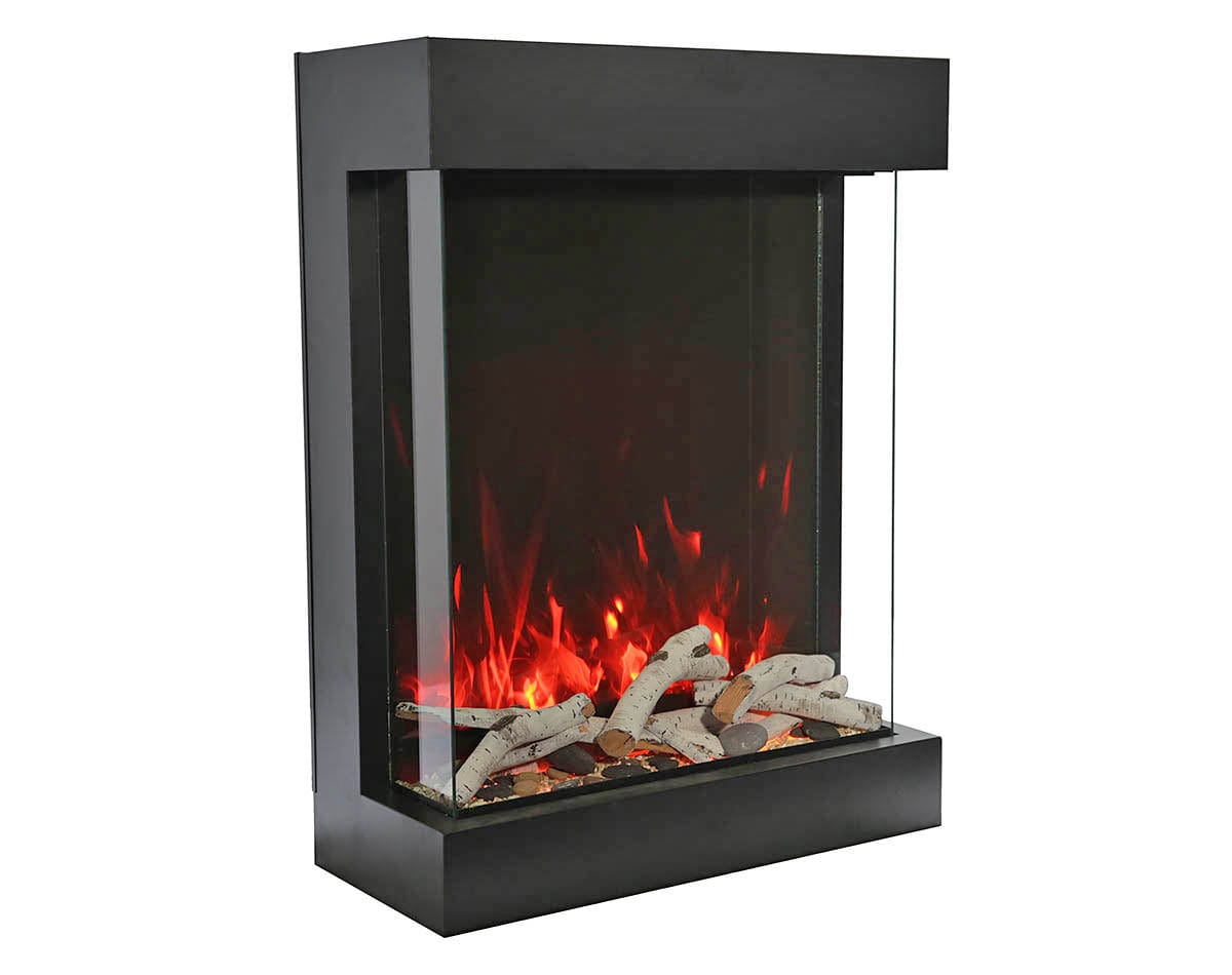 Amantii Tru-View Three Sided Electric Fireplace Indoor/Outdoor with Logs, 29-Inch