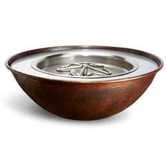 HPC Fire 31" Tempe Hammered Copper Gas Fire Bowl with Torpedo Penta Burner