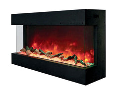 Amantii Tru-View XL Deep Three Sided Glass Electric Fireplace Built-In with Decorative Media