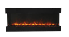 Amantii Tru-View XL Deep Three Sided Glass Electric Fireplace Built-In with Decorative Media