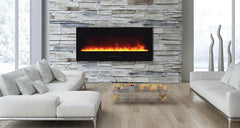 Amantii Wall Mount/ Flush Mount Electric Fireplace with Logs and Glass Surround