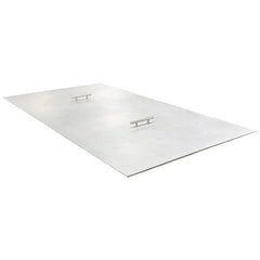 Rectangular fire pit cover aluminum with 2 handles on white background available in any size
