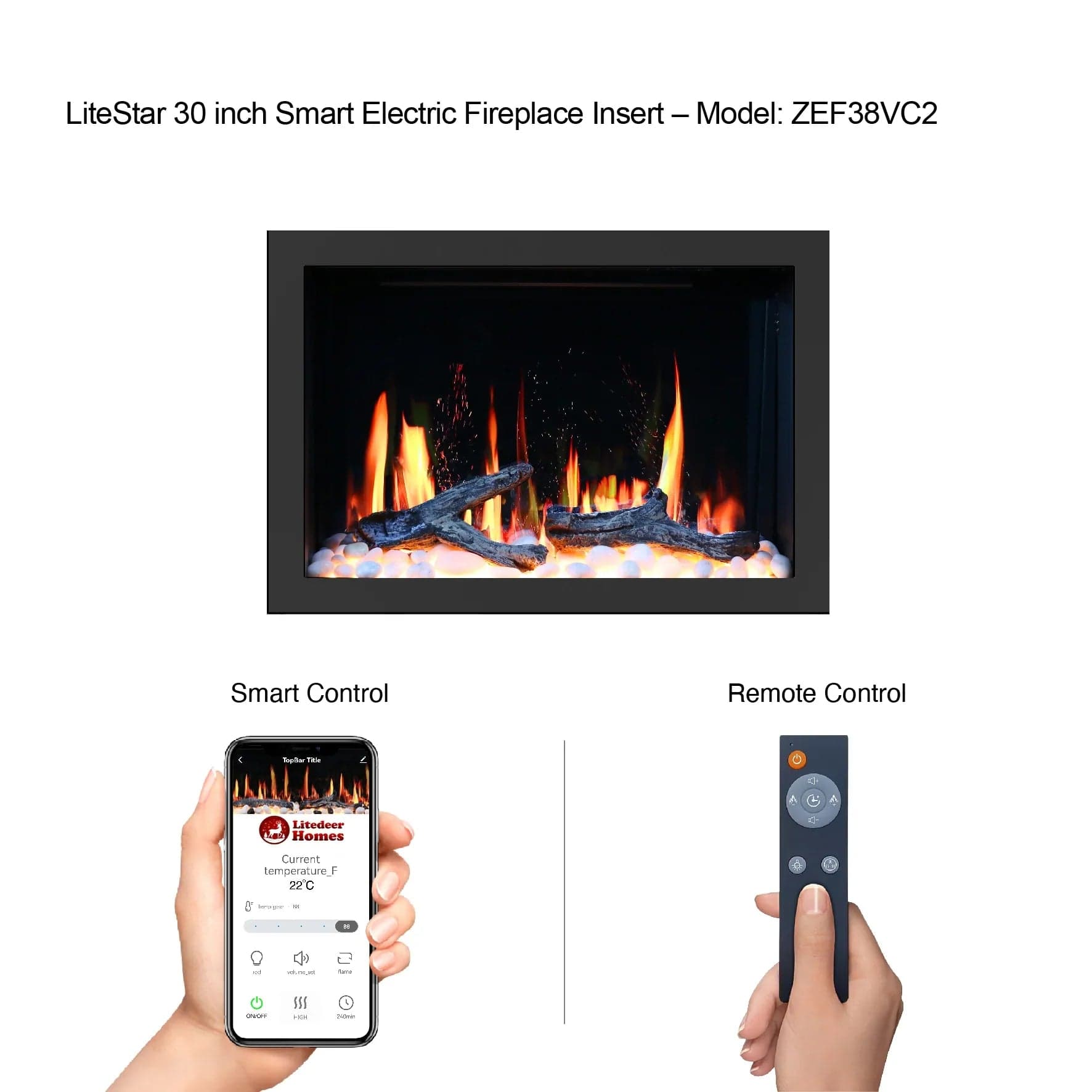 Litedeer Homes LiteStar Series Smart Electric Fireplace Inserts