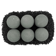 American Fire Glass AFG-FBL-CG Ceramic Lite Stone Balls, Uniform 4" Set of 6, Cape Gray