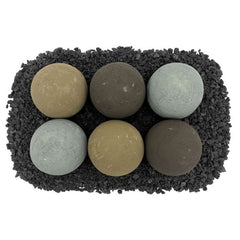 American Fire Glass AFG-FBL-NS Ceramic Lite Stone Balls, Uniform 4" Set of 6, Natural