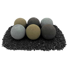 American Fire Glass AFG-FBL-NS Ceramic Lite Stone Balls, Uniform 4" Set of 6, Natural