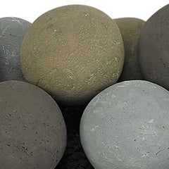 American Fire Glass AFG-FBL-NS Ceramic Lite Stone Balls, Uniform 4" Set of 6, Natural